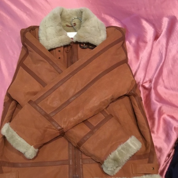 Pan United Protocol Leather suede fur bomber jacket M made in the USA - Picture 3 of 17